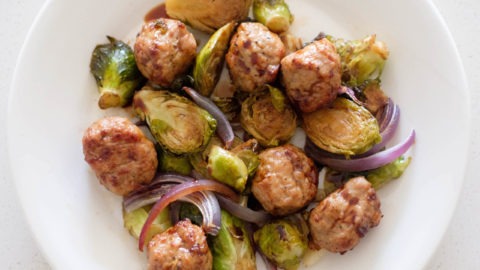 Meatballs and brussel sprouts