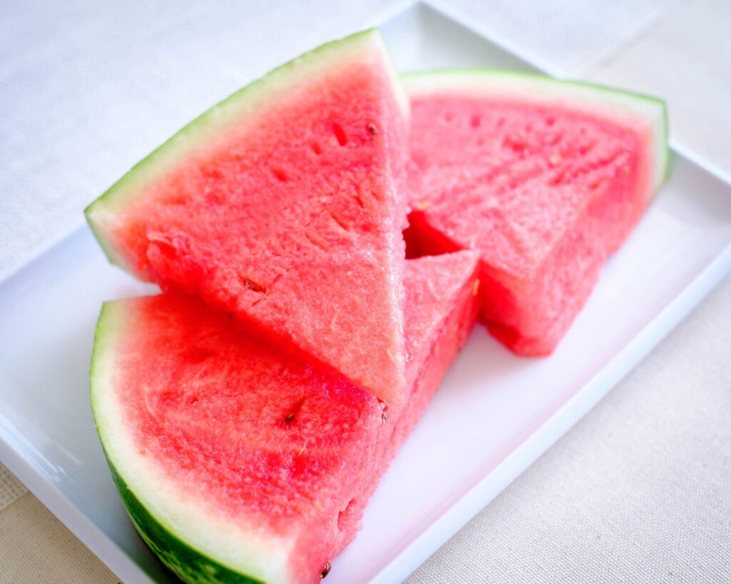 watermelon on a plate for hydration tips