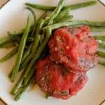 meatloaf patty and green beans