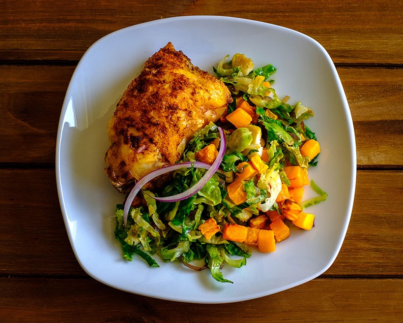 baked chicken and brussels