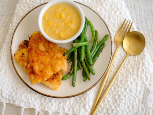 fish and creamed corn