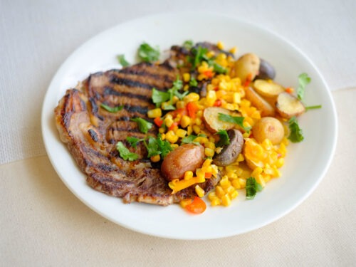 steak and corn