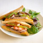 round plate with beef deli sandwich