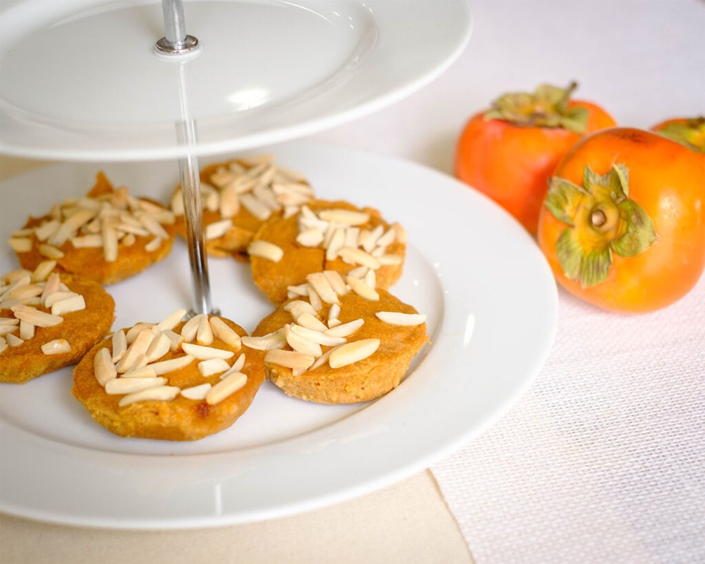round plate with with persimmon muffins