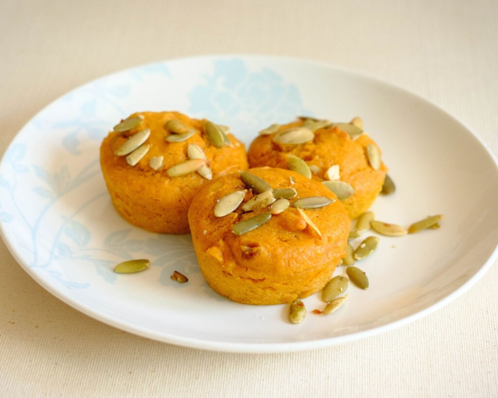 round plate with pumpkin muffins