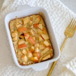 rectangular baking dish with apple oatmeal muffin bar