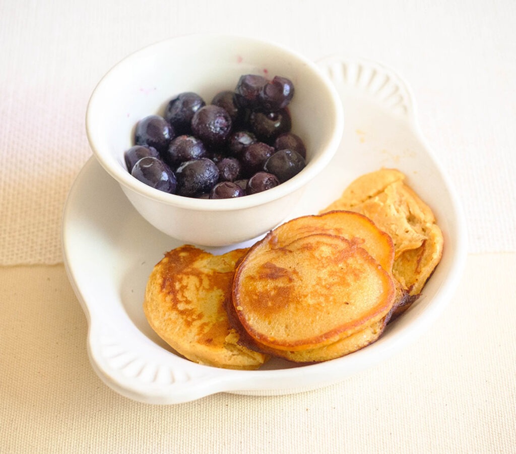 sweet potato pancakes and blueberries