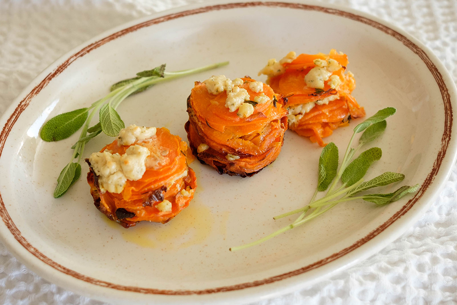 roasted sweet potato stacks