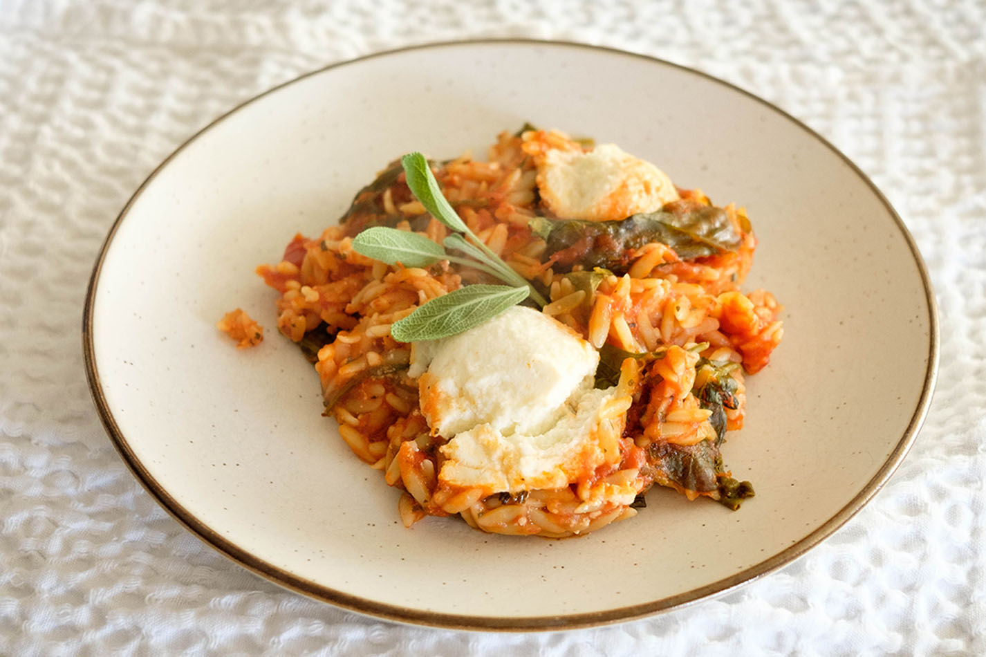 spinach ricotta orzo pasta