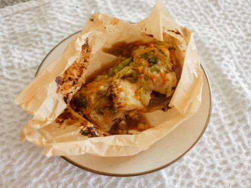 fish wrapped in parchment paper