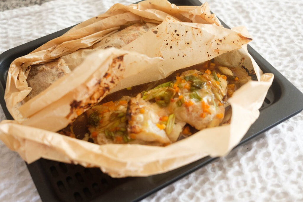 fish wrapped in parchment paper